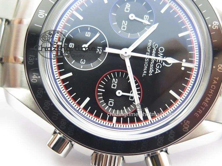 0510 Speedmaster MoonWatch  Apollo 16 Black Dial On SS Bracelet Supportive 8231
